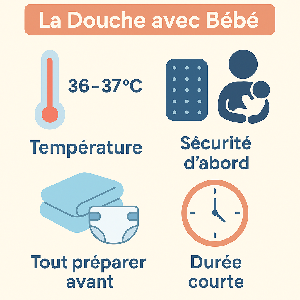infographie douche avec bébé
